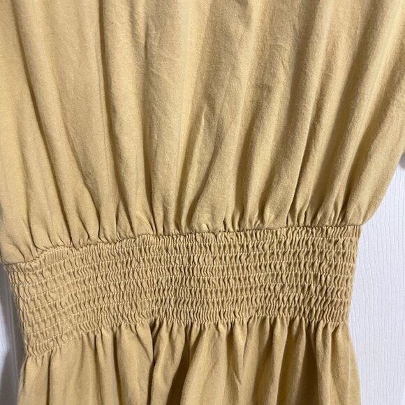 She + Sky Womens Mustard Yellow Smocked Tie Short Sleeve Mini Dress Medium - Picture 5 of 7